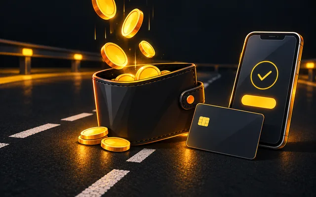 Cartera con monedas, tarjeta y móvil: pagos y cobros en Chicken Road